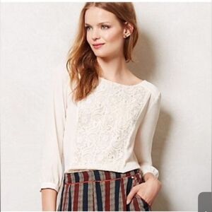 Brand new Lucy and Laurel Cream Blouse with flower detail.